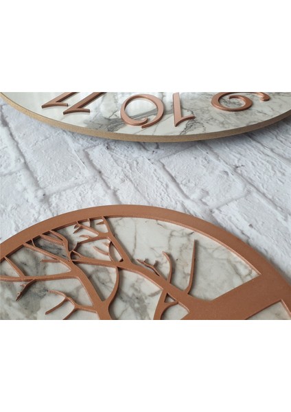 Mermer Desenli Duvar Saati ile Daldaki Kuş ve Hayat Ağacı Tablo fırsatları