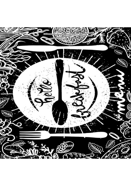 Kitchen Hello Breakfast Dijital Baskılı Kaymaz Taban Yıkanabilir Leke Tutmaz Mutfak Halısı