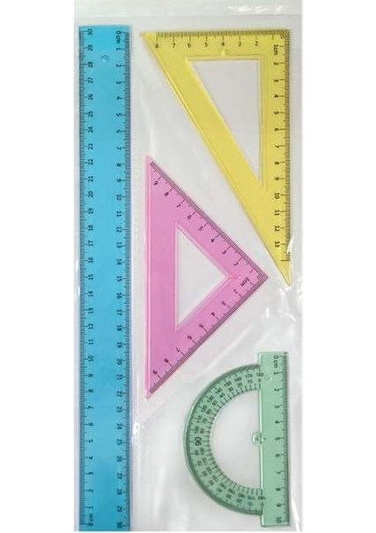Esnek Silikon Renkli Şeffaf Cetvel Seti