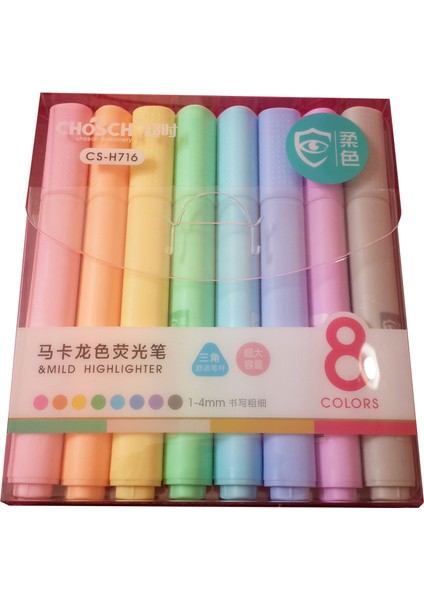 Perfect 8 Pastel Renk Fosforlu Işaretleme Kalemi 8 Adet Renkli ve Kullanışlı