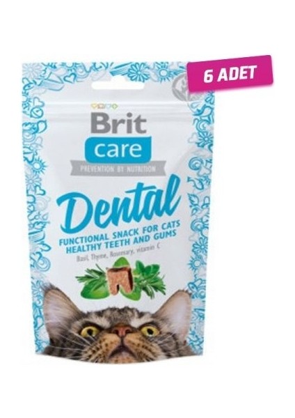 6 Adet - Brit Care Dental Hindili Kedi Bisküvisi 50 gr