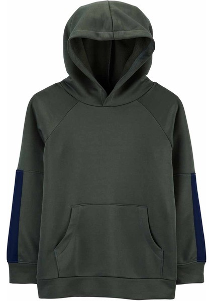 Erkek Çocuk Sweatshirt Kapişonlu Koyu Yeşil