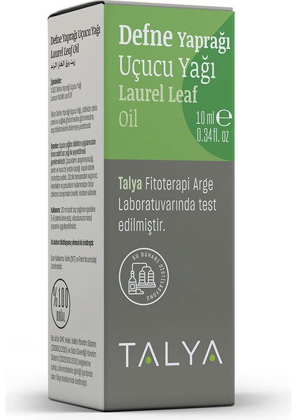 Defne Yaprağı Uçucu Yağı, %100 Saf ve Doğal, 10 ml