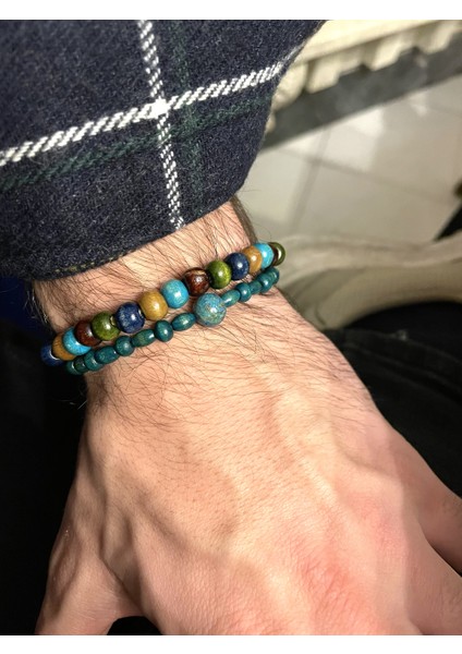 Erkek El Yapımı Çok Renkli Şık Ahşap Bileklik