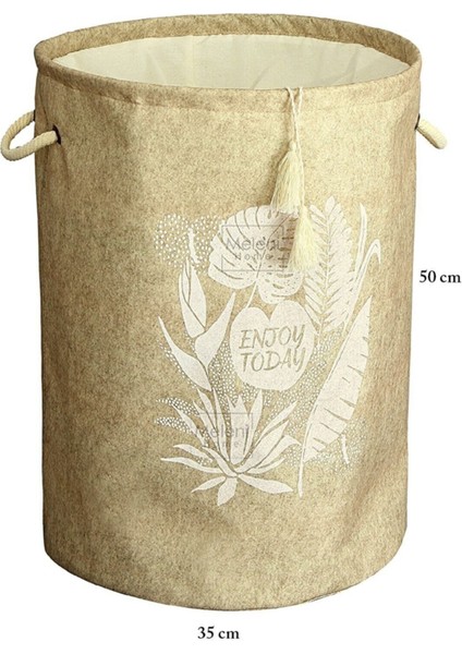 Keçe Torbalı Yuvarlak Sepet Çok Amaçlı Kirli Çamaşır Sepeti Organizer Hurç 50 x 35 cm fiyatları
