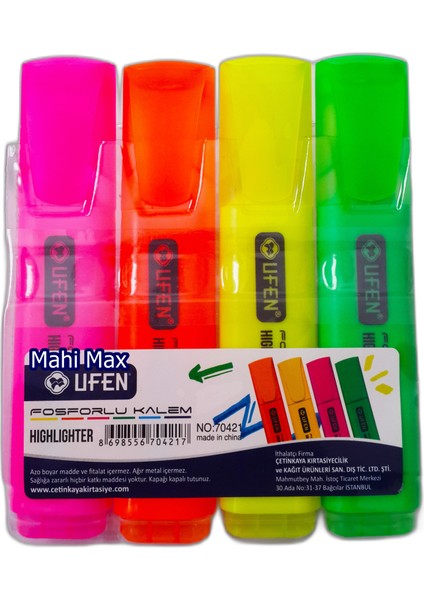 4 Renk Ufen Fosforlu Işaretleme Kalemi