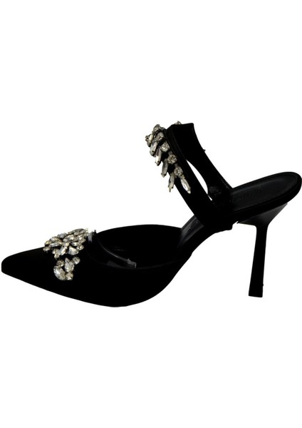 Kadın Gümüş Yaprak Detaylı Topuklu Terlik modelleri