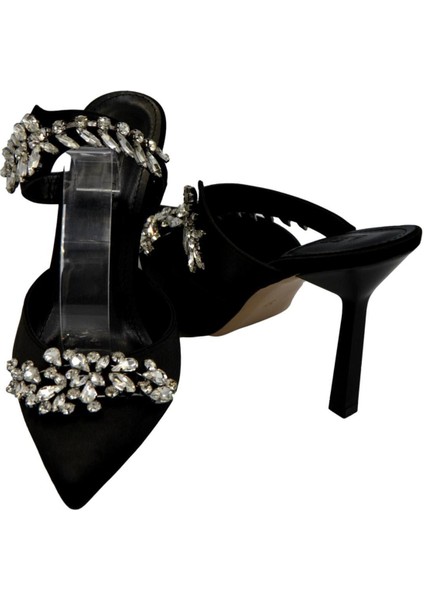 Kadın Gümüş Yaprak Detaylı Topuklu Terlik fırsatları