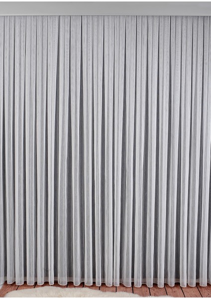 Keten Mat Zemin Çizgili Seyran Desen Yeni Sezon Kırışmaz Tül Perde 1x3 Sık Pileli modelleri