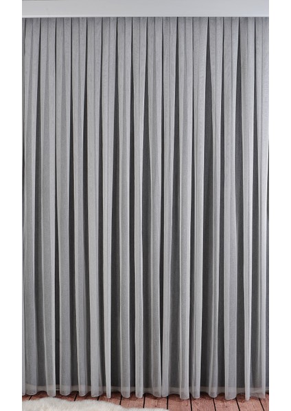 Oturma Odası Yatak Odası ve Her Odaya Uygun Peri Desen Gri Renk Yeni Sezon Kırışmaz Örme Tül Perde 1x3 Sık Pileli modelleri