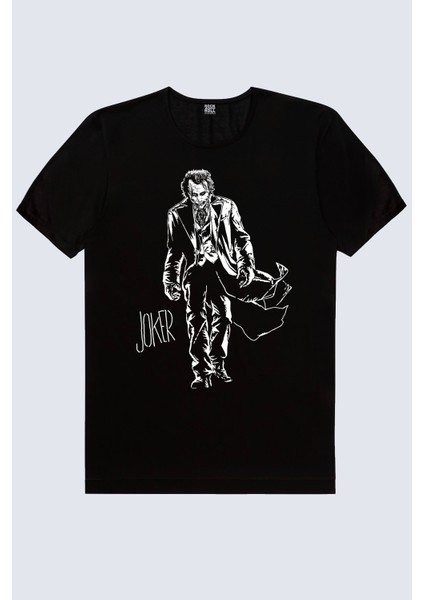 Paltolu Joker Siyah Kısa Kollu Erkek T-Shirt