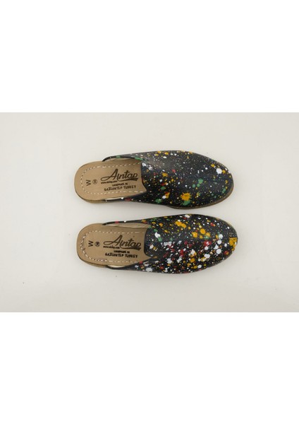 Deri Püskürtme Boyalı Siyah Erkek Terlik modelleri