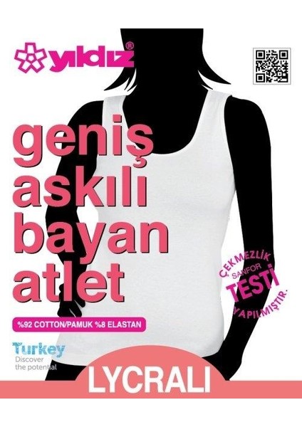 Yıldız 2175 Beyaz Likralı Geniş Askılı Kadın Atlet