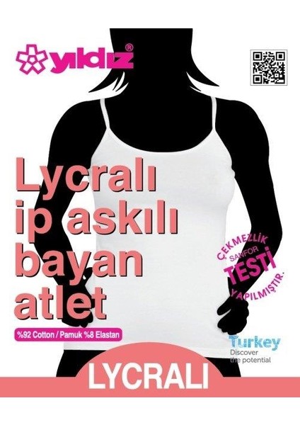 Yeni Yıldız 2170 Beyaz Likralı Ip Askılı Kadın Atlet