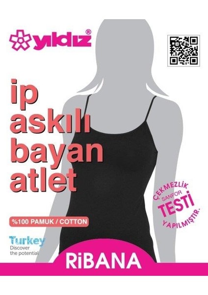 Yıldız 2047 Siyah Ribana Biyeli Ip Askılı Kadın Atlet