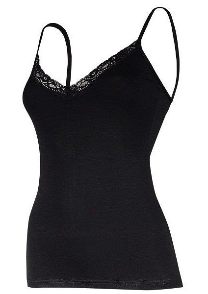 Yıldız 2226 Siyah V Yaka Ip Askılı Dantelli Kadın Atlet