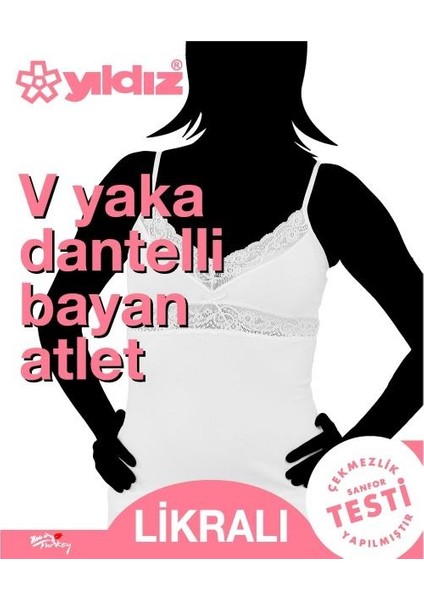 Yıldız 2291 Siyah Ayarlı V Yaka Dantelli Atlet