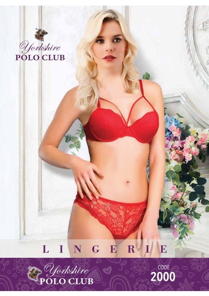 Polo Club 2000 Kadın Kırmızı Dolgulu Sütyen Takım