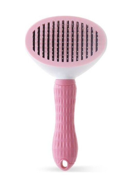 Otomatik Temizlenen Tuşlu Evcil Hayvan Fırçası Kedi Köpek Tüy Toplayıcı Tarak Pembe