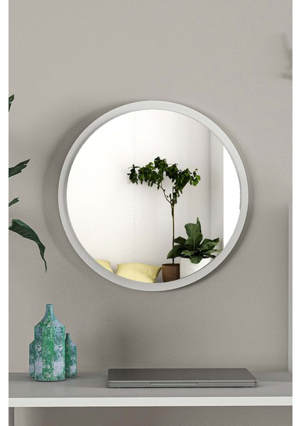 Move Dekoratif Yuvarlak Antre Hol Koridor Duvar Salon Mutfak Banyo Wc Ofis Beyaz Ayna