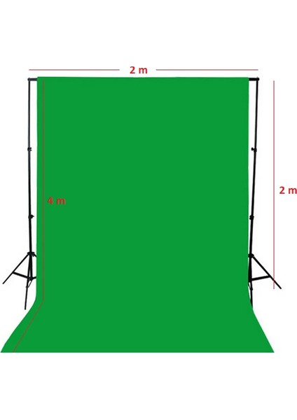 Ada Greenbox Chromakey Green Screen Greenbox Yeşil Fon Perde(2 X4M)+Fon Standı