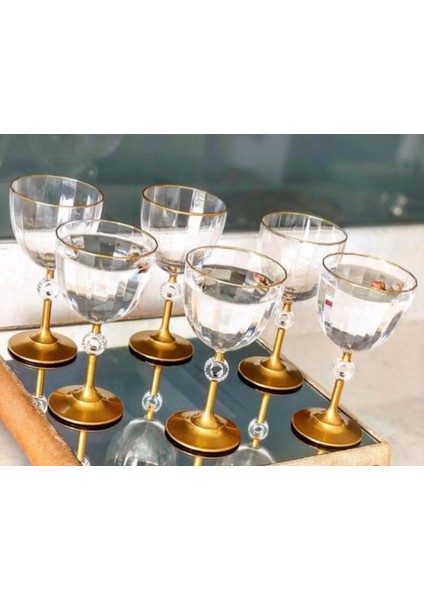 Amore Gold Kadeh Magnolia Cup Kahve Yanı Su Bardağı Dondurmalık 6'lı