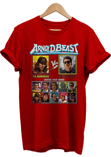 Arnold Schwarzenegger Baskılı %100 Pamuk Oversize T-Shirt Büyük Beden Tişört