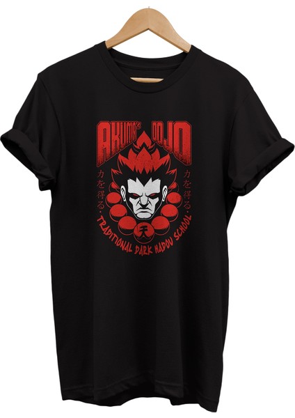 Akuma Dojo Baskılı %100 Pamuk Oversize T-Shirt Büyük Beden Tişört