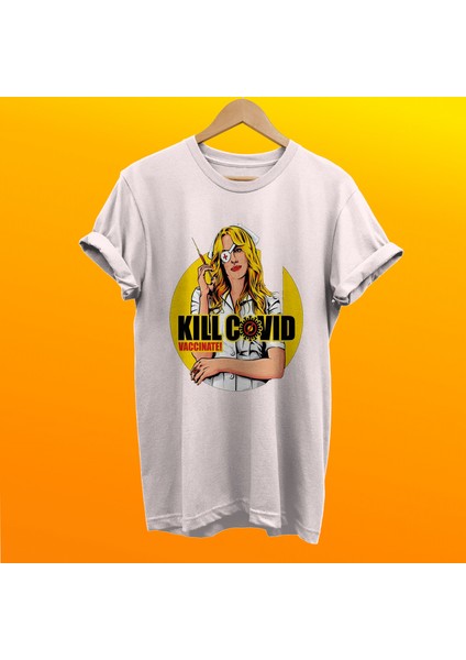 Kıll Bıll Hemşire Kovid Baskılı %100 Pamuk Oversize T-Shirt