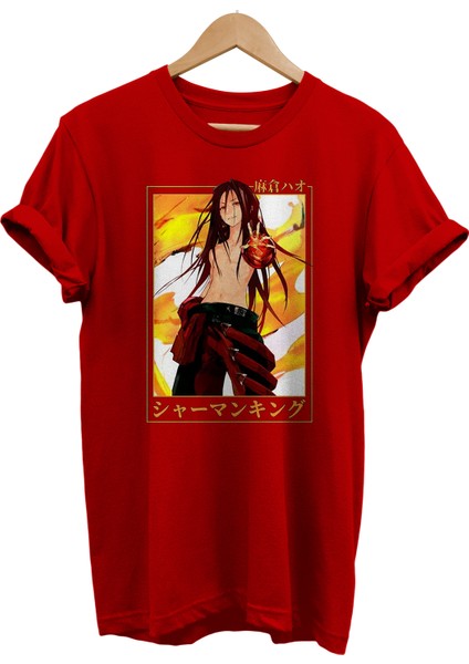 Hao Asakura Baskılı %100 Pamuk Oversize T-Shirt Büyük Beden Tişört