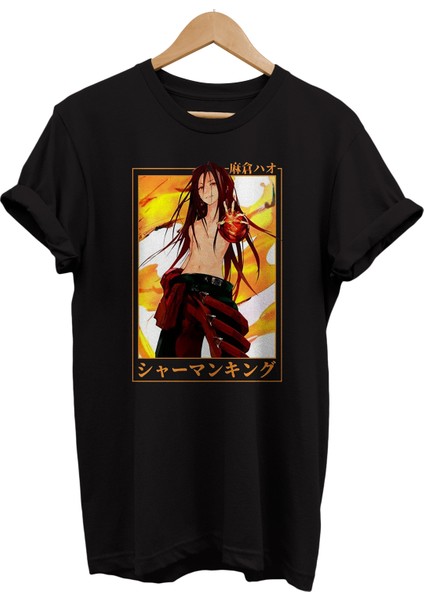 Hao Asakura Baskılı %100 Pamuk Oversize T-Shirt Büyük Beden Tişört