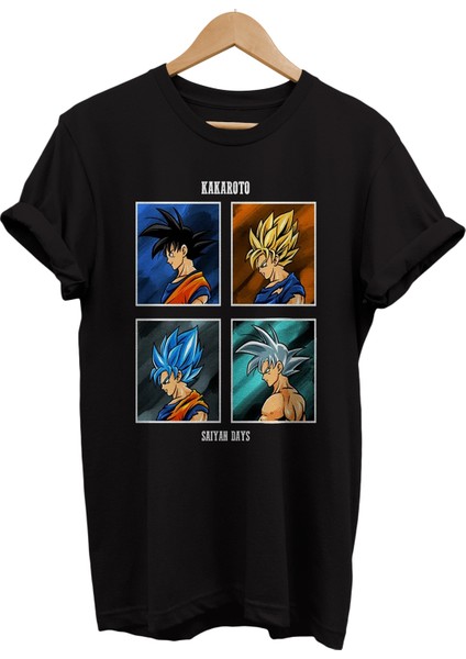 Dragon Ball Saiyan Baskılı %100 Pamuk Oversize T-Shirt Büyük Beden Tişört