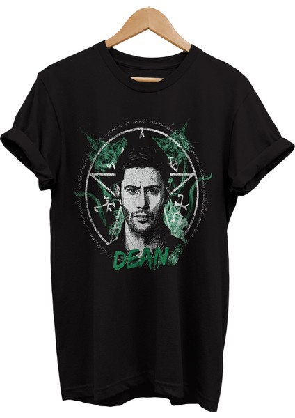 Supernatural Dean Baskılı %100 Pamuk Oversize T-Shirt Büyük Beden Tişört