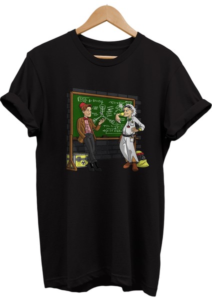 Geleceğe Dönüş ve Doctor Who Baskılı %100 Pamuk Oversize T-Shirt