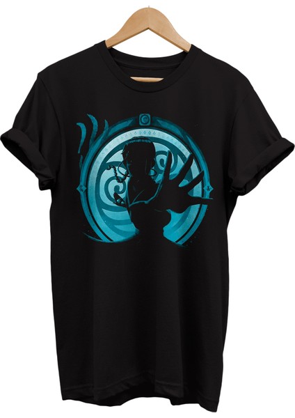 Avatar Su Bükücü Baskılı %100 Pamuk Oversize T-Shirt Büyük Beden Tişört