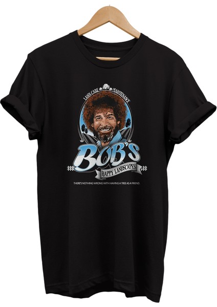 Ressam Bob Ross Baskılı %100 Pamuk Oversize T-Shirt Büyük Beden Tişört