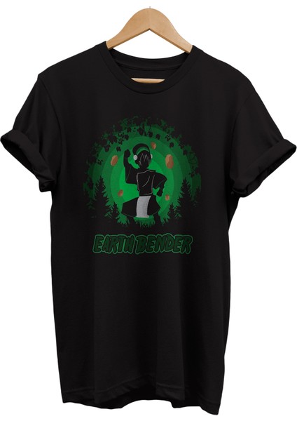 Avatar Toprak Bükücü Baskılı %100 Pamuk Oversize T-Shirt