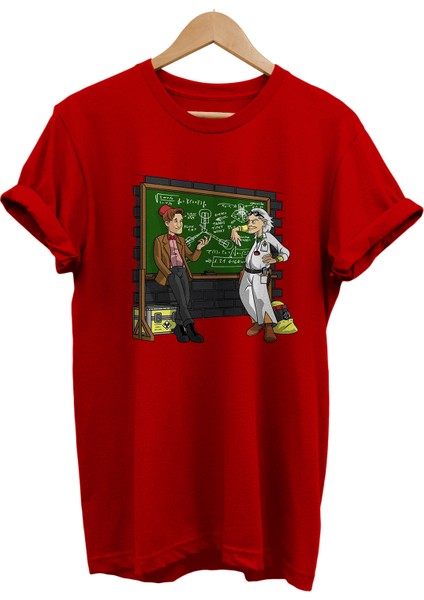 Geleceğe Dönüş ve Doctor Who Baskılı %100 Pamuk Oversize T-Shirt