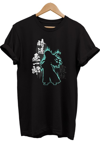 Muichiro Tokito Kimetsu No Yaiba Baskılı %100 Pamuk Oversize T-Shirt