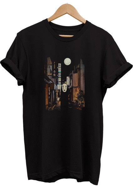 No Face Baskılı %%100 Pamuk Oversize T-Shirt Büyük Beden Tişört