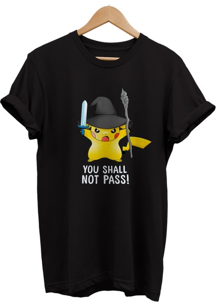 Yüzüklerin Efendisi Pikachu Gandalf Baskılı %100 Pamuk Oversize T-Shirt Büyük Beden Tişört