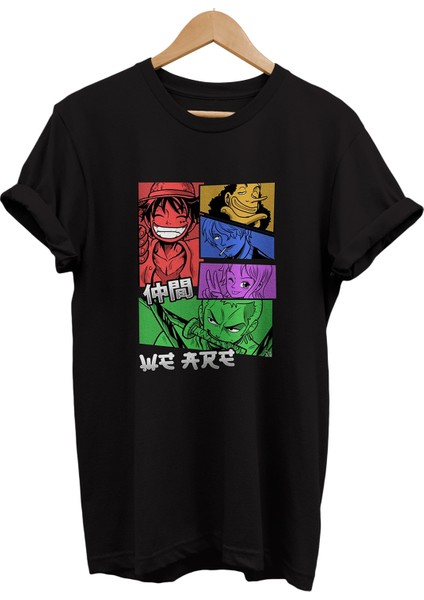 One Piece Tayfa Baskılı %100 Pamuk Oversize T-Shirt Büyük Beden Tişört
