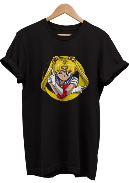 Sailor Moon Usagi Tsukino Baskılı %100 Pamuk Oversize T-Shirt