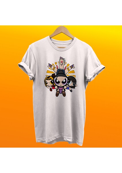 Powerpuff Girls Baskılı %100 Pamuk Oversize T-Shirt Büyük Beden Tişört