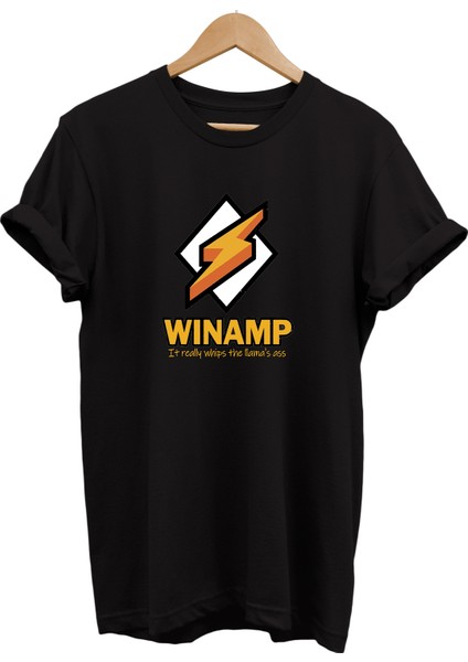 Winamp Baskılı %100 Pamuk Oversize T-Shirt Büyük Beden Tişört