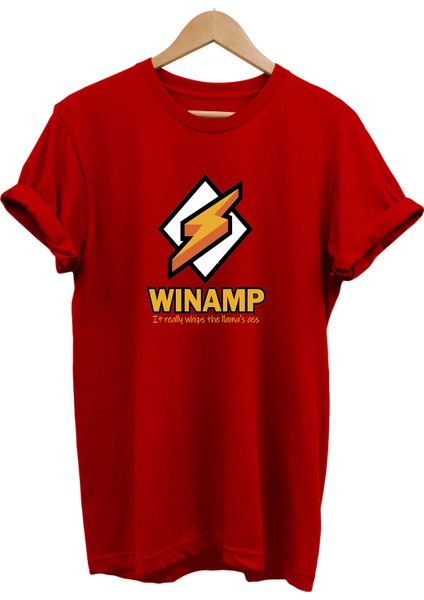 Winamp Baskılı %100 Pamuk Oversize T-Shirt Büyük Beden Tişört