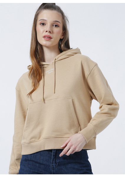 Kapüşonlu Normal Kalıp Bej Kadın Sweatshirt - J20J218048AB0