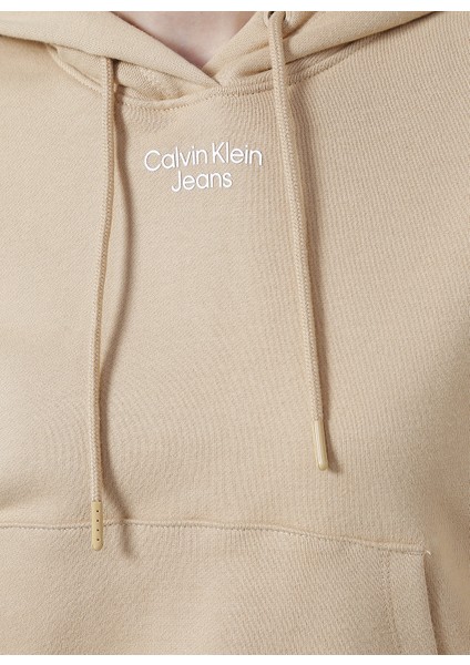 Kapüşonlu Normal Kalıp Bej Kadın Sweatshirt - J20J218048AB0