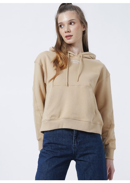 Kapüşonlu Normal Kalıp Bej Kadın Sweatshirt - J20J218048AB0