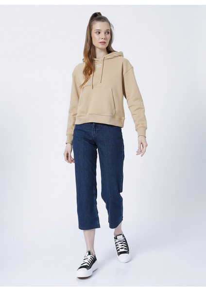 Kapüşonlu Normal Kalıp Bej Kadın Sweatshirt - J20J218048AB0